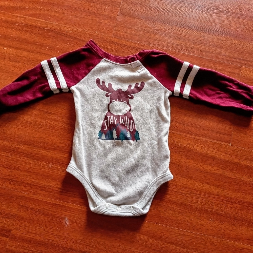 Garanimals gray & maroon long sleeve onesie